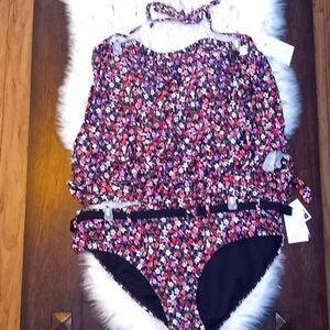 Women’s Plus Ditsy Floral Tankini Bathing Suit Swimsuit Size XL